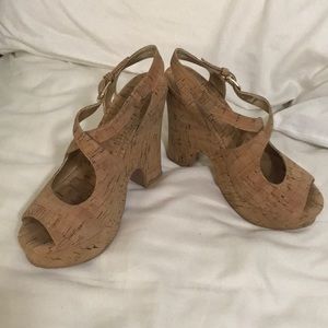 Elaine Turner Cork Wedges Size 7